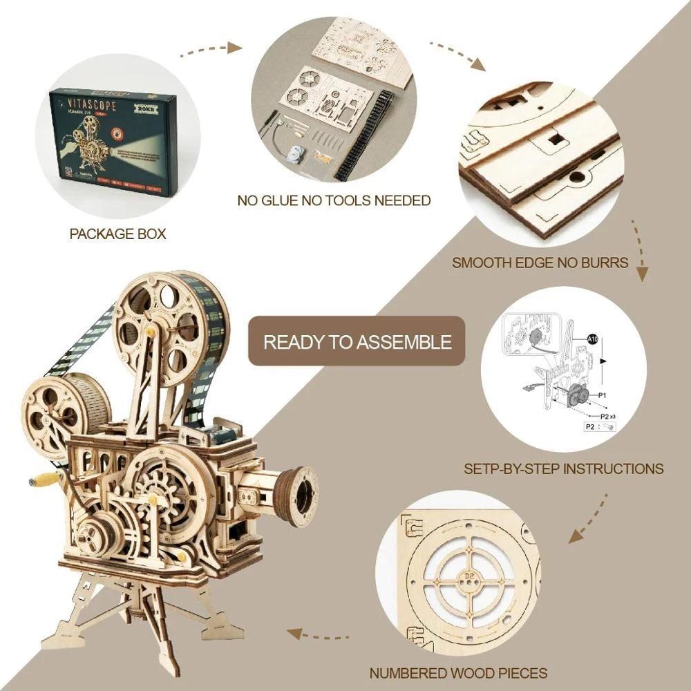 Projector Classic Film Vitascope 3D Wooden Puzzle - PuzelCraft