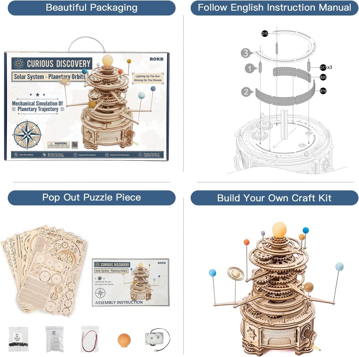 Cosmos Rotatable Mechanical Orrery 3D Wooden Puzzle - PuzelCraft