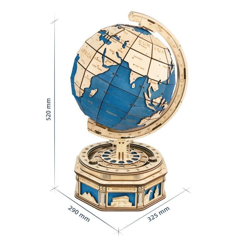 3D Wooden Puzzle Globe Model with Ocean Map - PuzelCraft