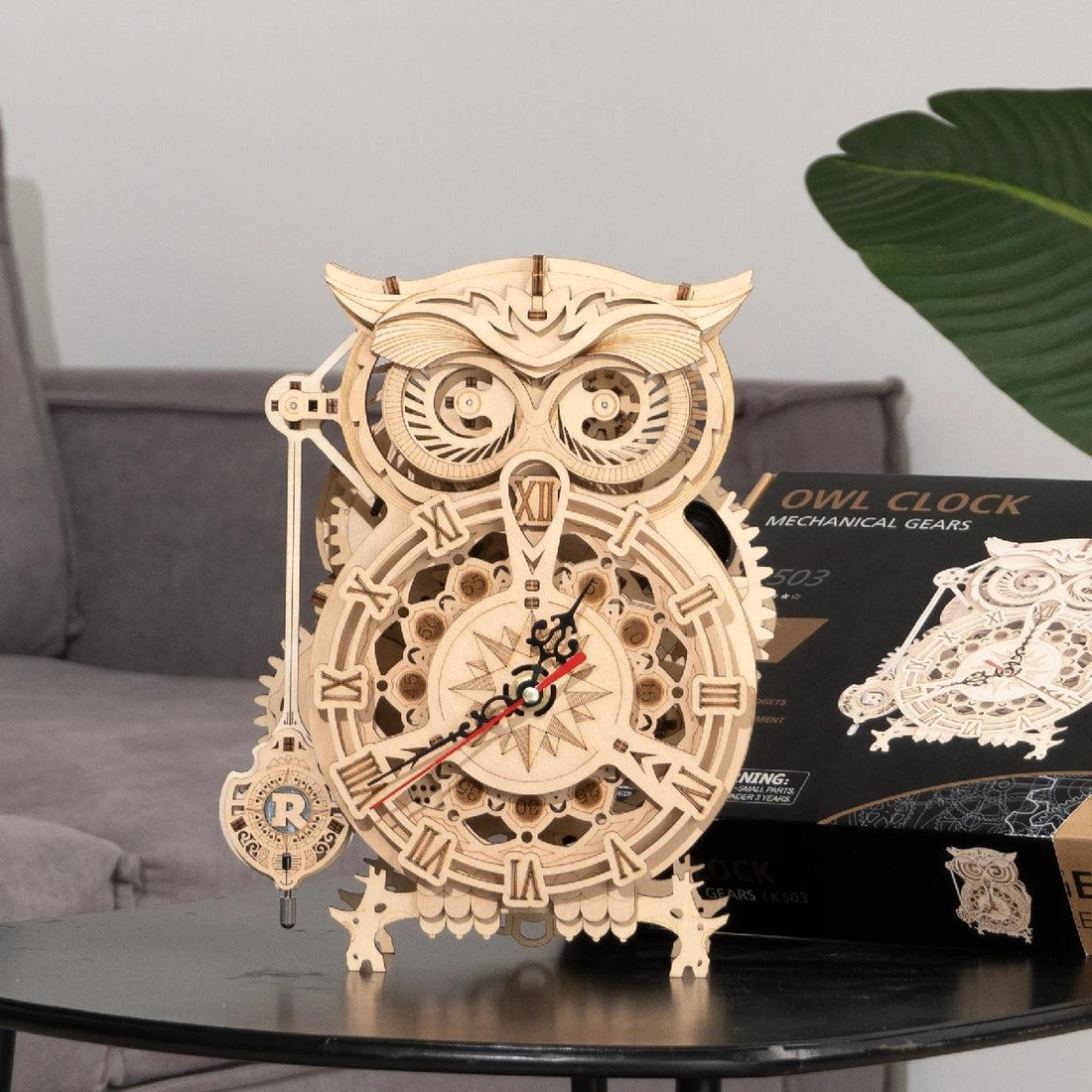 3D Owl Wooden Clock Building Decoration - PuzelCraft