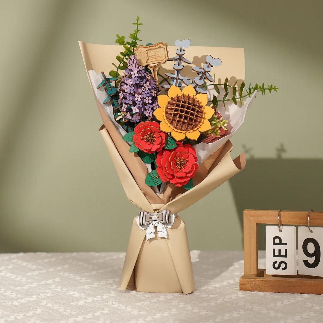 Rowood Wooden Flower Bouquet Puzzle Hand-Make Eco-friend Materials Romantic Gift - PuzelCraft