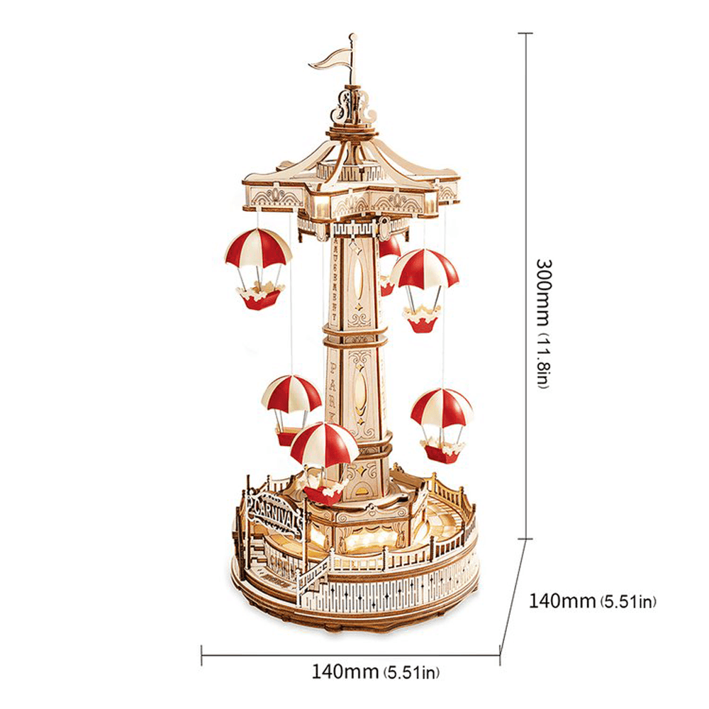 DIY Movable Magic Parachute Tower With Music Box Amusement Park Theme - PuzelCraft